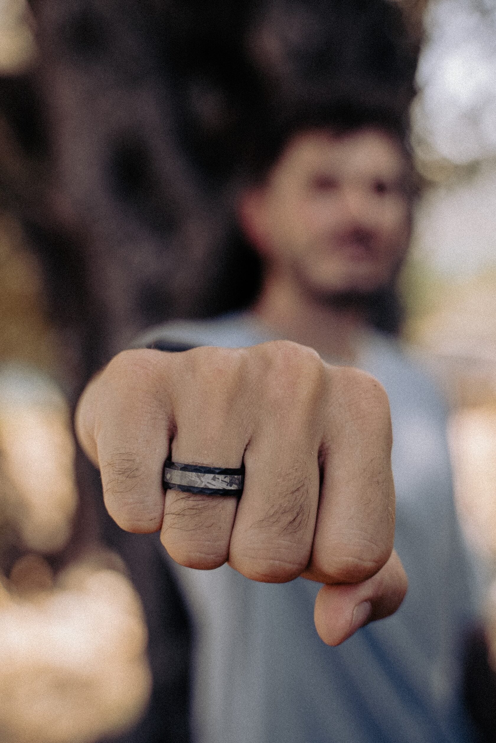 Black Tungsten and Muonionalusta Meteorite ring