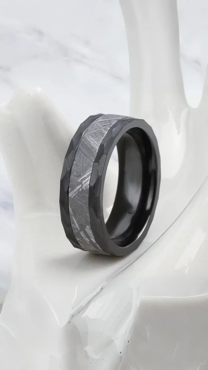 Black Tungsten and Muonionalusta Meteorite ring