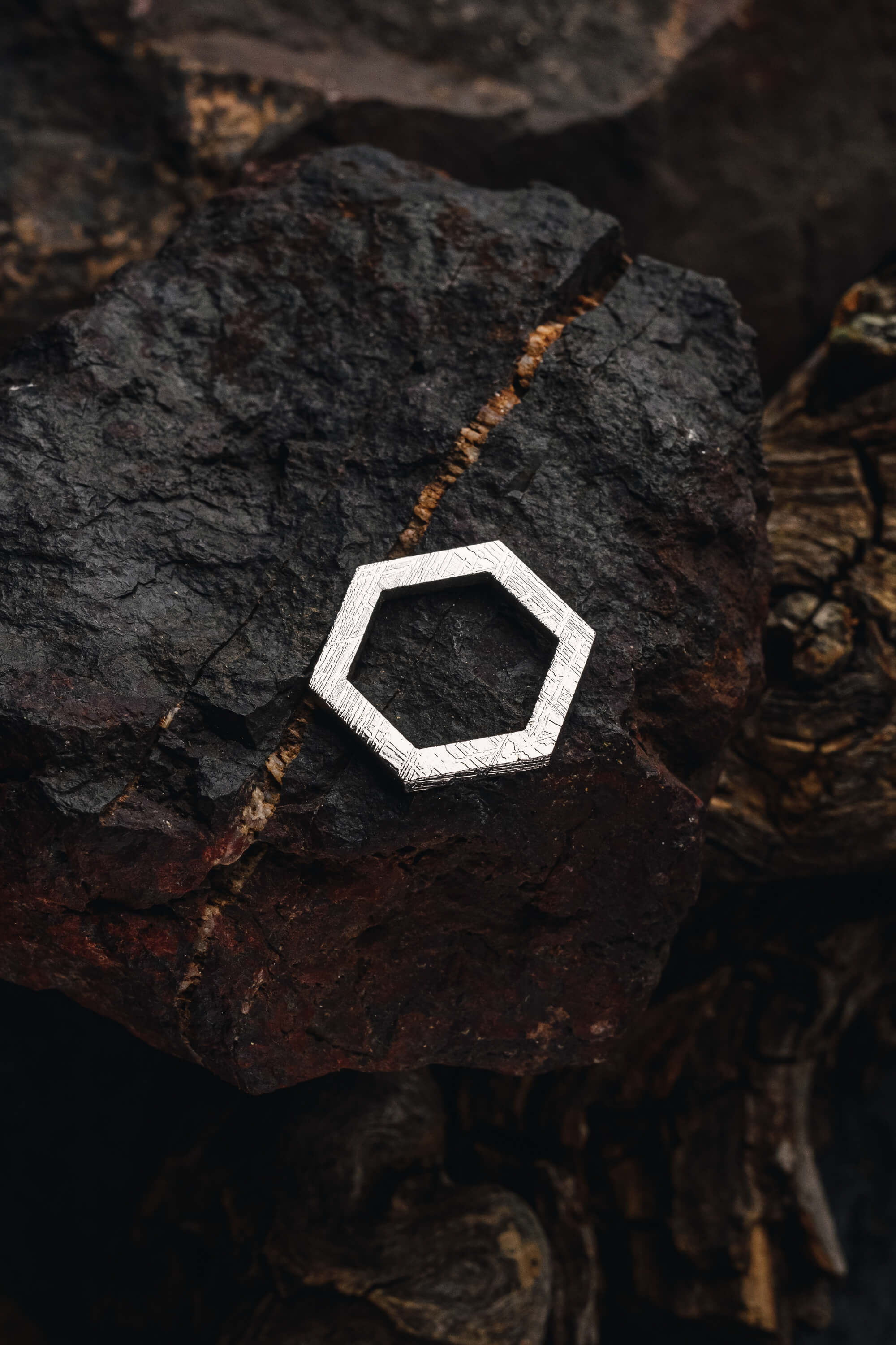Muonionalusta meteorite Hexagon pendant