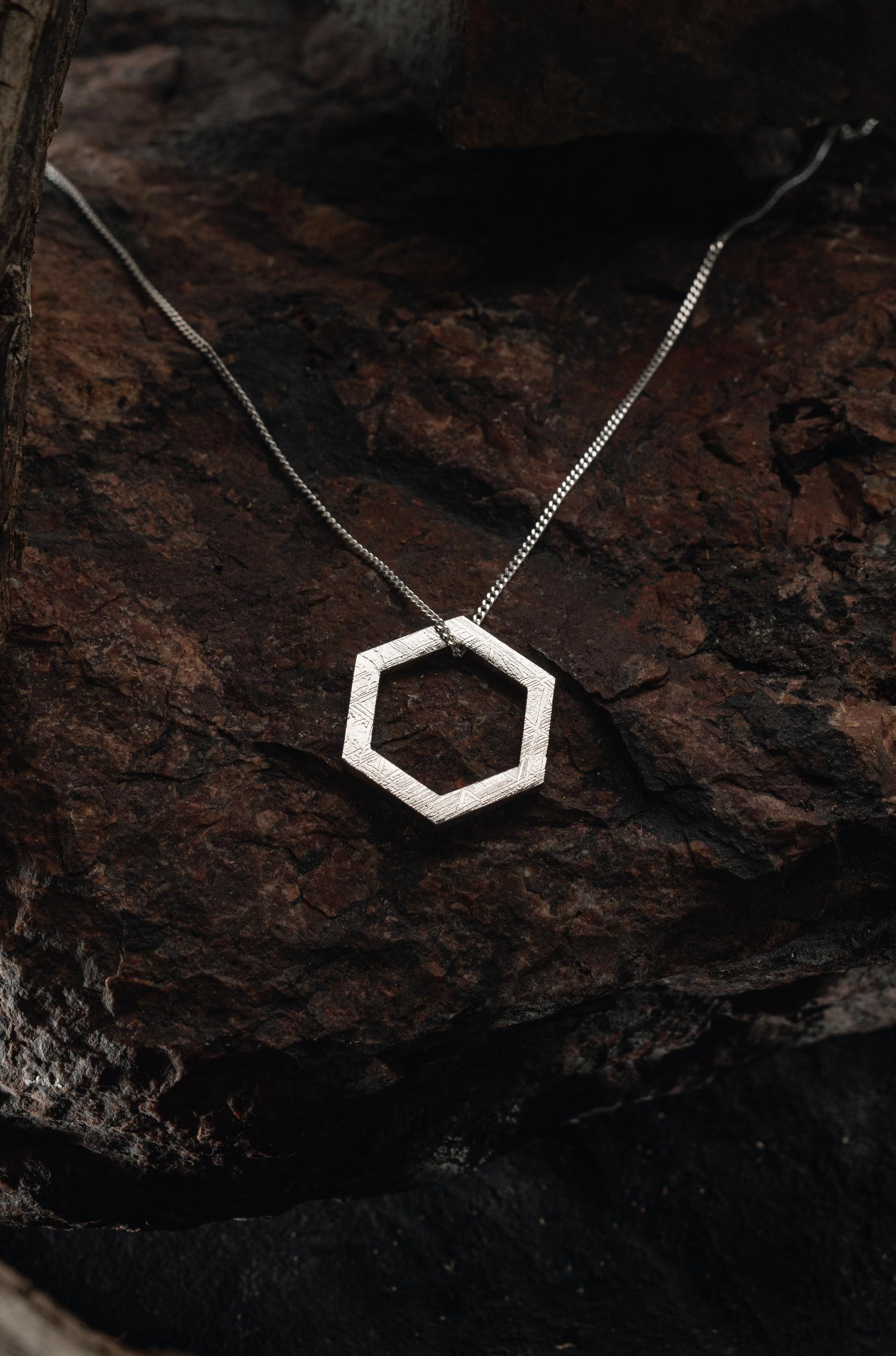 Muonionalusta meteorite Hexagon pendant